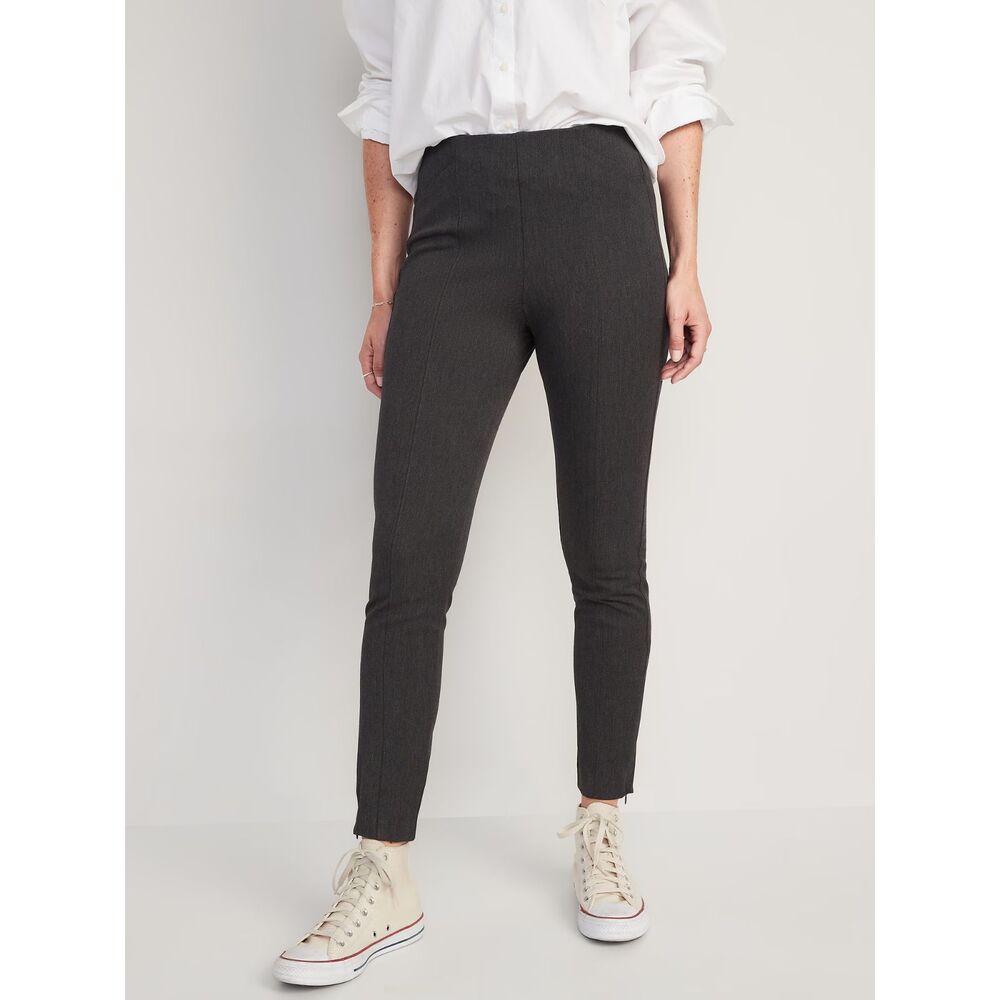 Old Navy Women's EUC Gray High Waisted Skinny Pull-on Pixie Pants sz L Ankle Zip